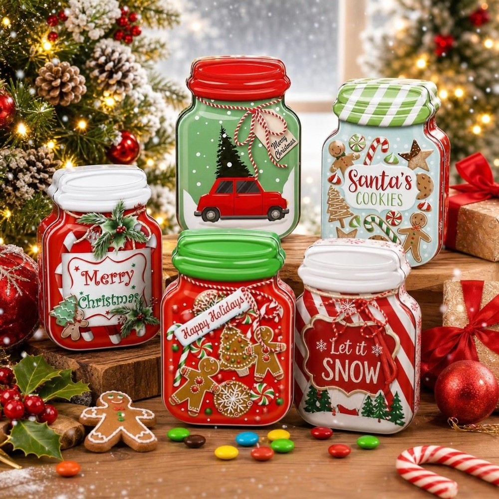 Boîte en métal de Noël avec co - Tin Container Lid avis et prix
